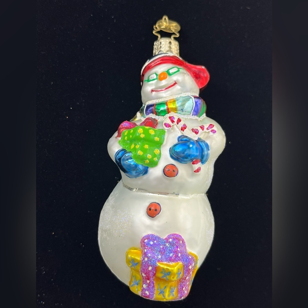 Christopher Radko Cool Yule Snowman 5" Glass Christmas Tree Ornament‎